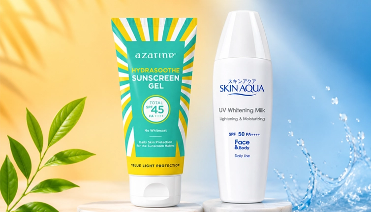 Battle Sunscreen Viral: Azarine Hydrasoothe Sunscreen Gel vs Skin Aqua