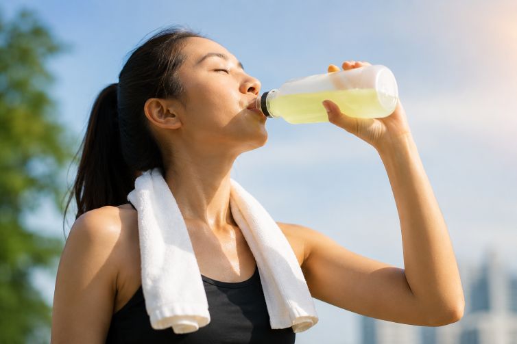 Menikmati minuman penyegar setelah beraktivitas atau banyak berkeringat